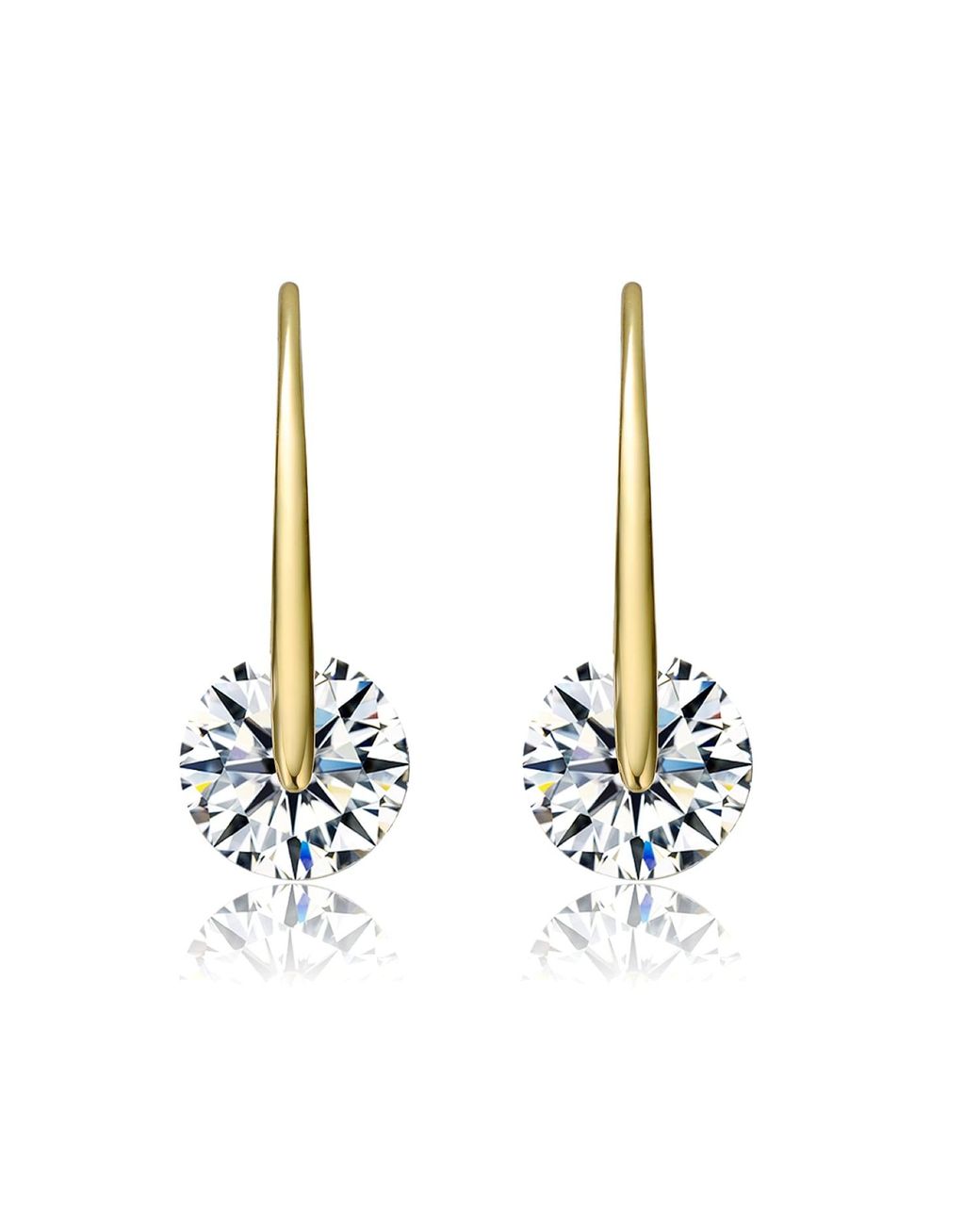 Genevive Jewelry Metallic Rachel Glauber Elegant Plated With Round Cubic Zirconia Hook Earrings