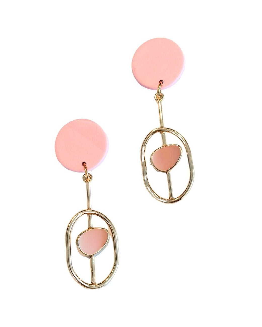 Babaloo Pink Rose Oval Drop Earrings