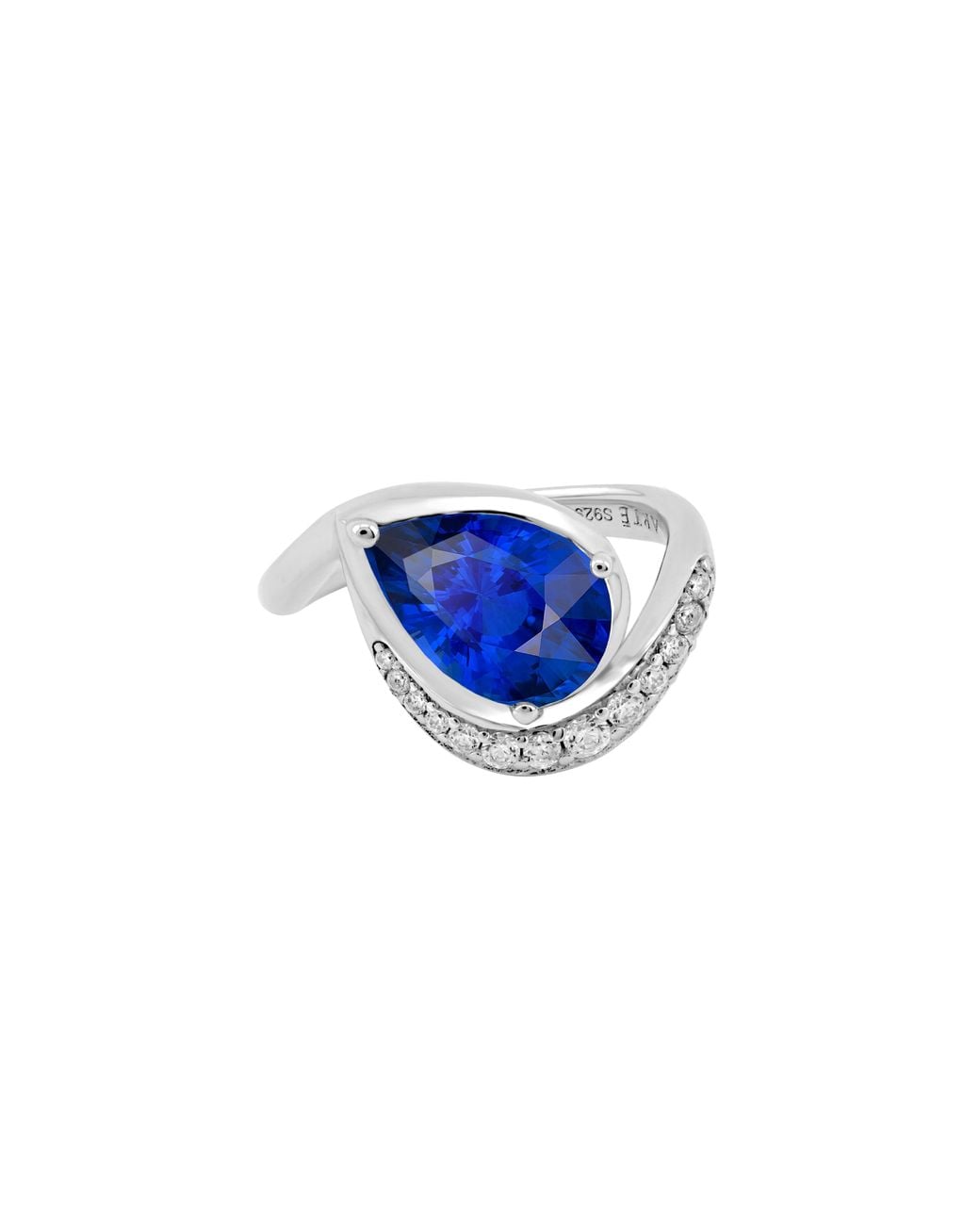 Arte Madrid Blue Sierra Pavé Contour Pear-Shaped Solitaire Ring
