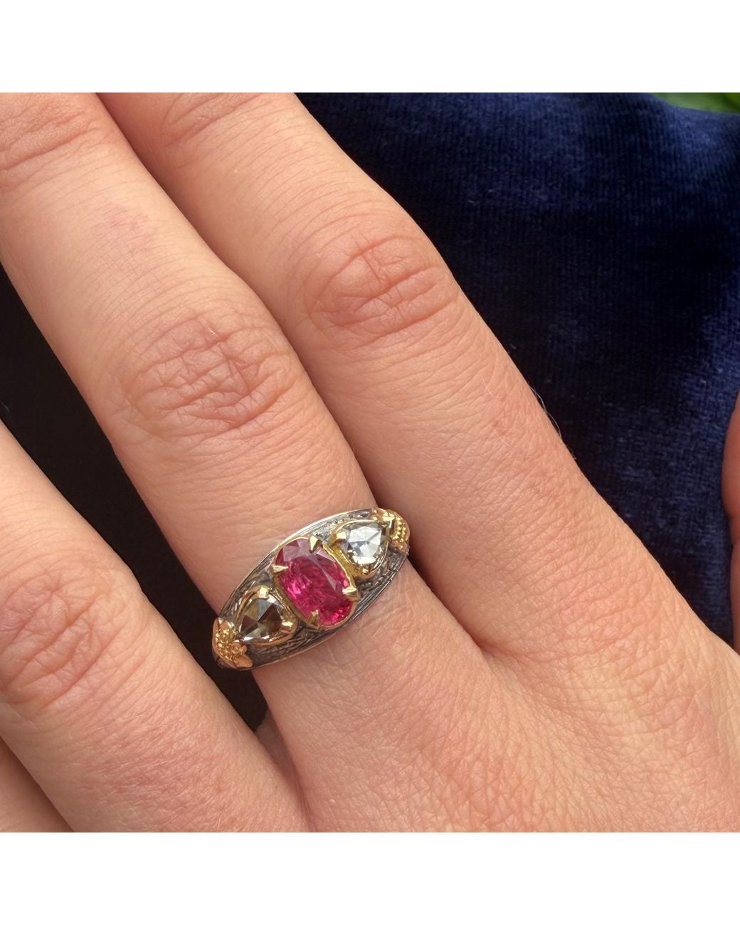 Emma Chapman Jewels Burmese Ruby Diamond Mughal Art Ring in Metallic | Lyst