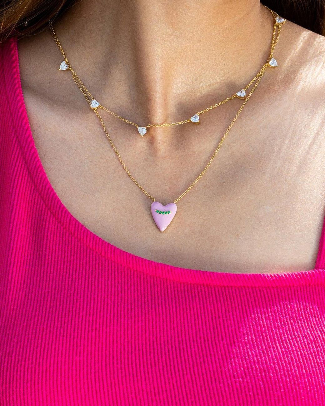 Diamonbliss Metallic Heart Station Necklace