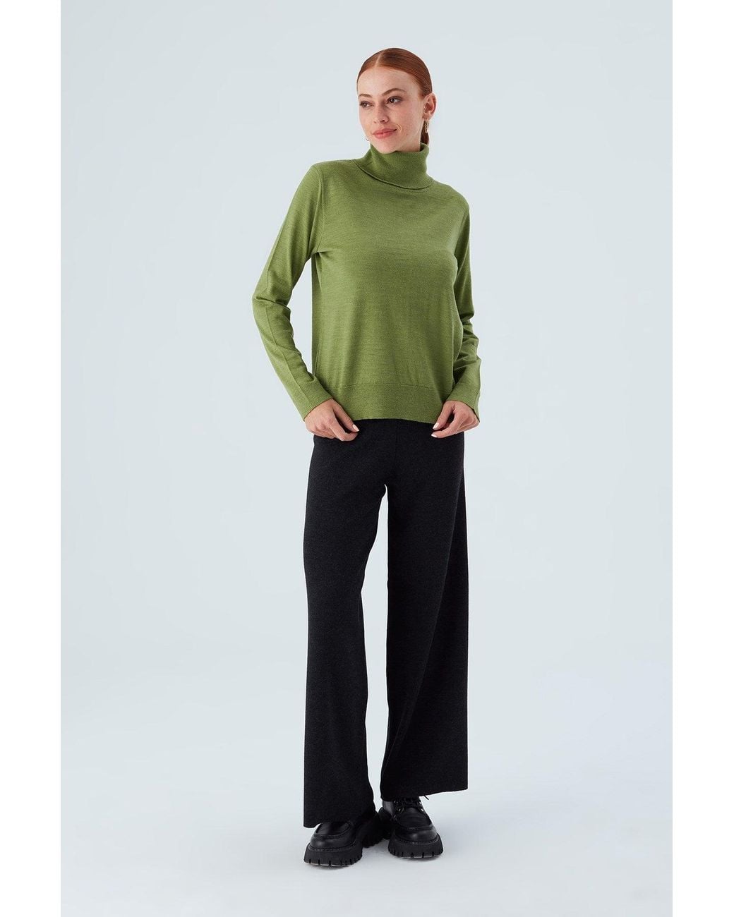 Peraluna Green Valeria Fine Turtleneck Pullover