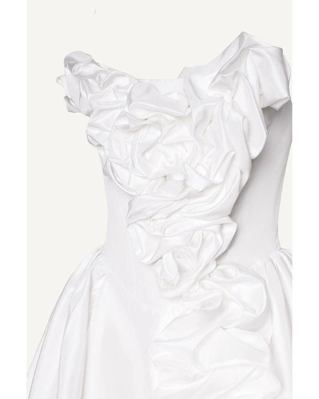 POST MERIDIEM White Mini Dress With Corset And Gathering