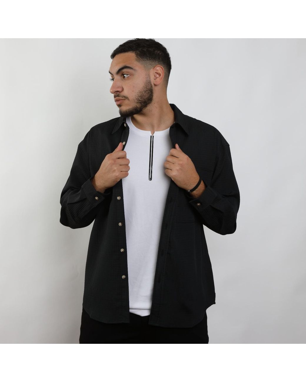 Smart and Joy Blue Textured Timeless Shirt for men