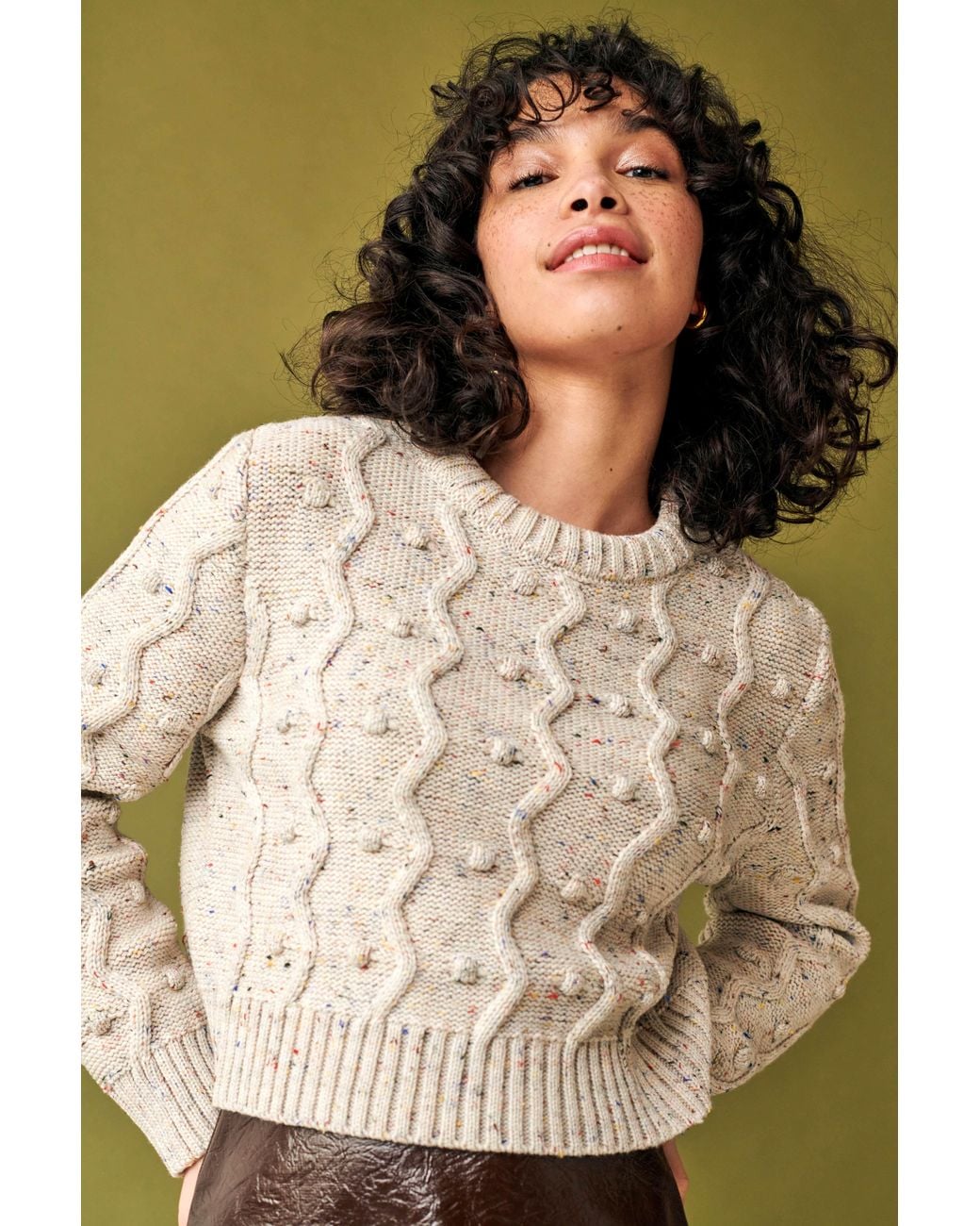 Gigi Knitwear Gray Neutrals Bubble Sweater
