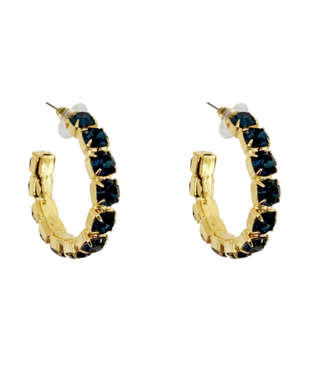 Laura Gray Metallic Dark Crystal Hoop Earrings