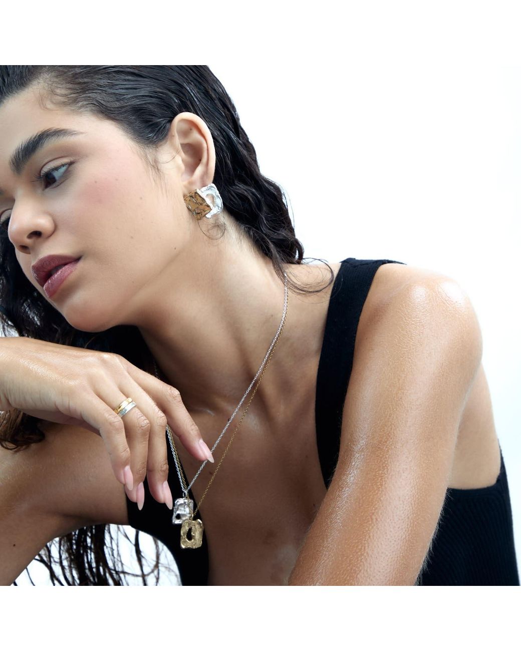 De Roms Metallic Abstract Molten Soulmate Earrings