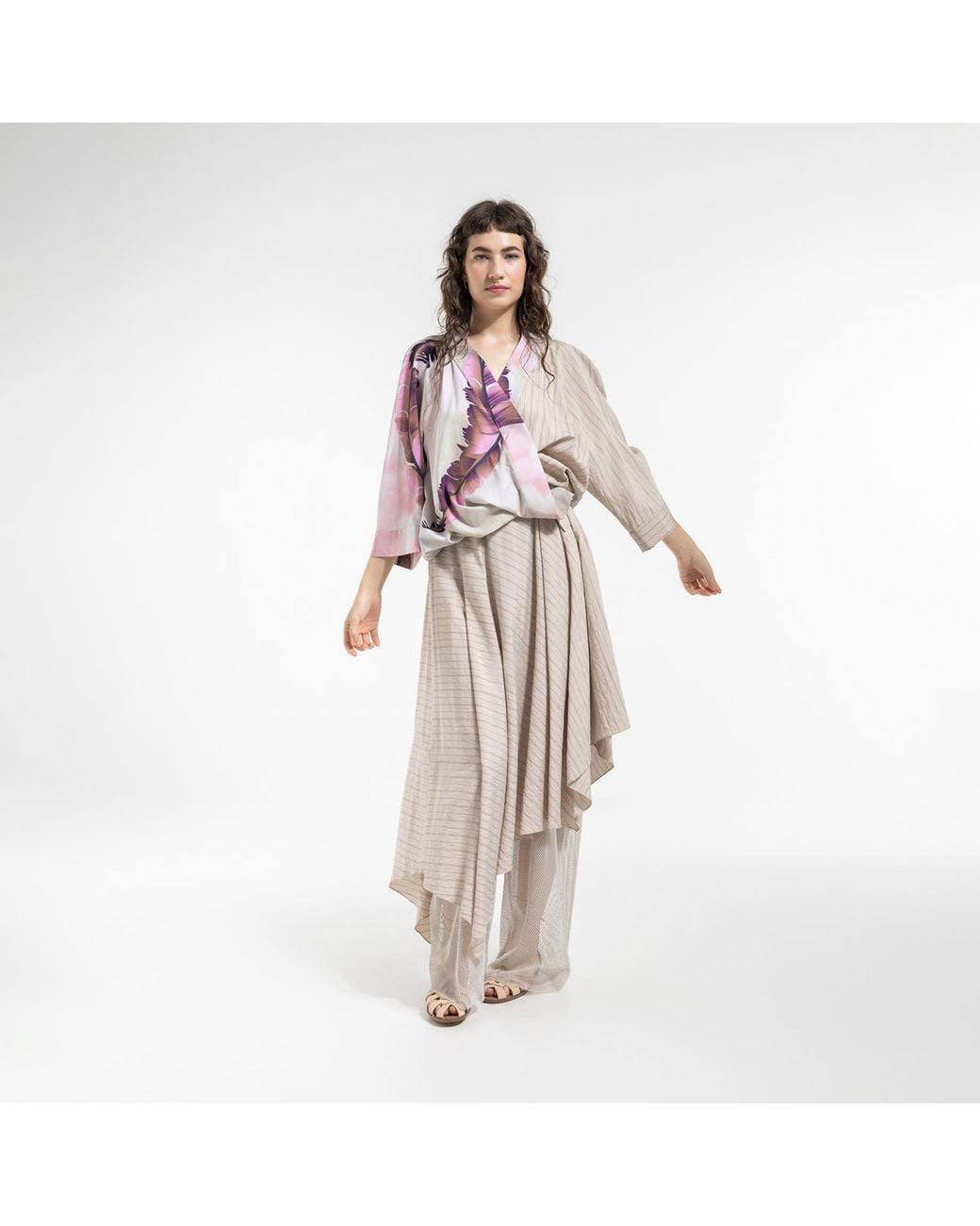 ARTISTA Natural Neutrals Move Asymmetric Midi Skirt