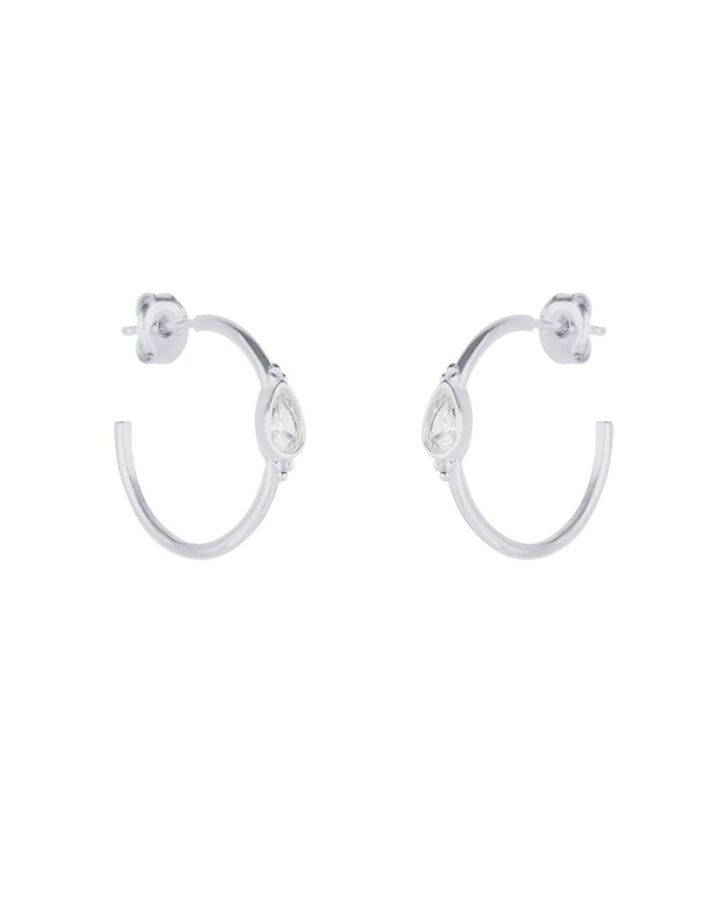 Spero London Metallic Drop Solitaire Earring Sterling