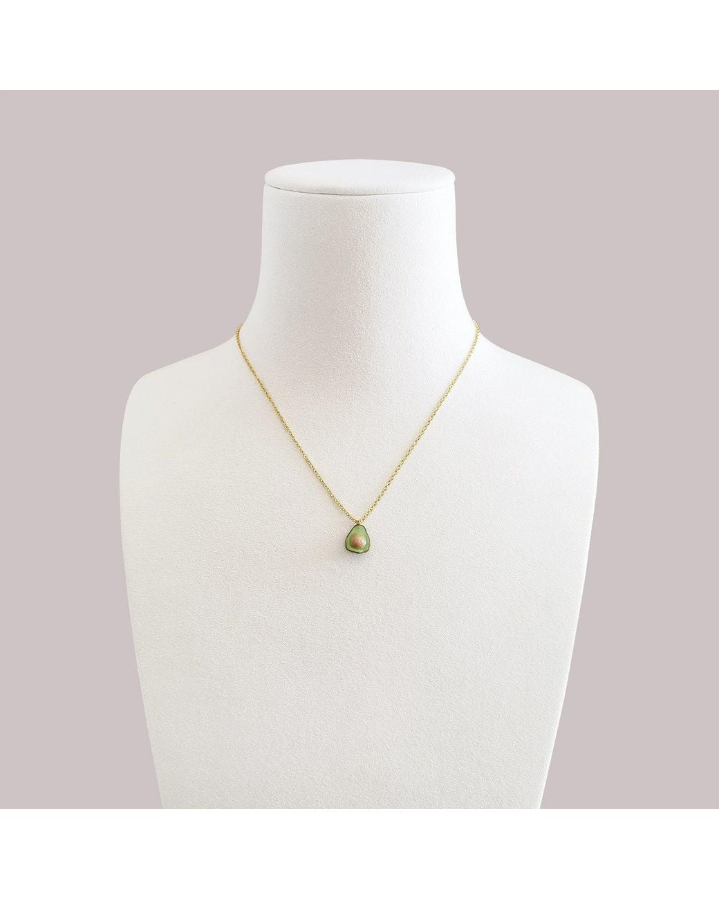 POPORCELAIN Metallic Mini Porcelain Avocado Necklace, Tone