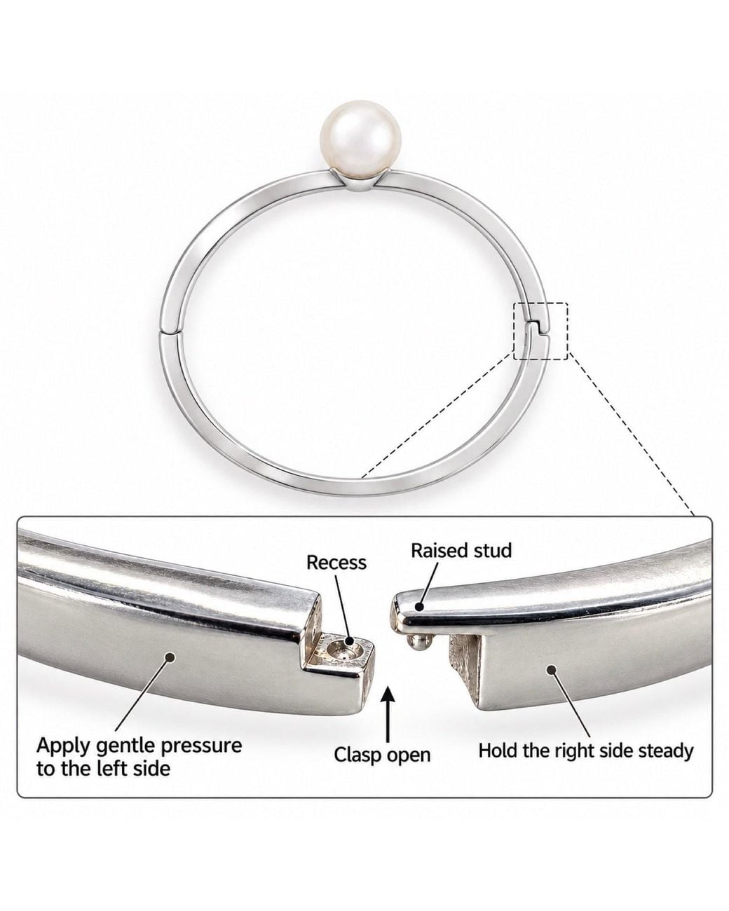 Ninemoo Metallic Lueur Rosée Éclat Pearl Bangle –