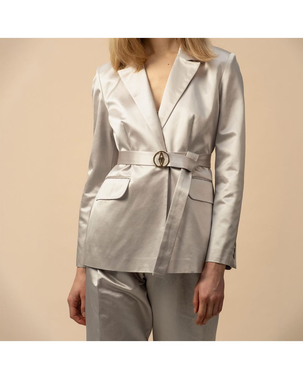 Anse Victorin Gray Claire Silk Cotton Blazer