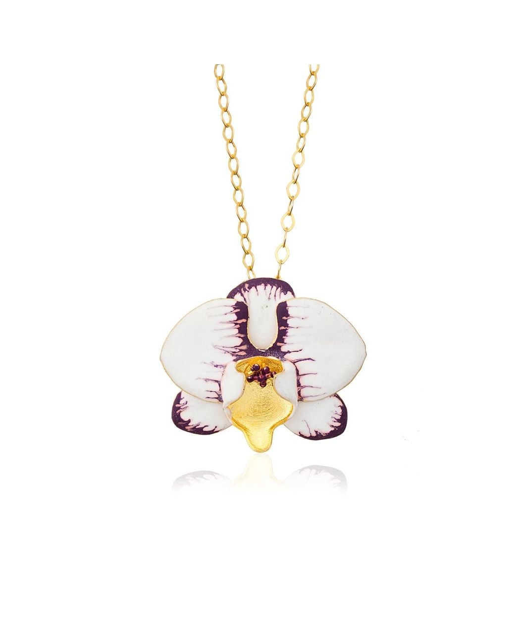 Milou Jewelry White Orchid Flower Necklace
