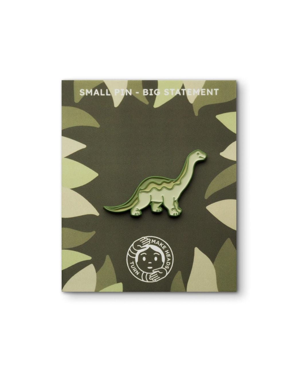 Make Heads Turn Green Enamel Pin Dinosaur New