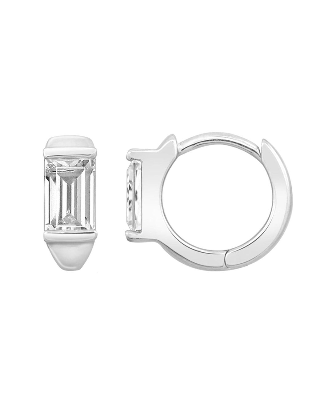 Diamonbliss Metallic Marilyn Monroe Solo Baguette Huggie Hoops