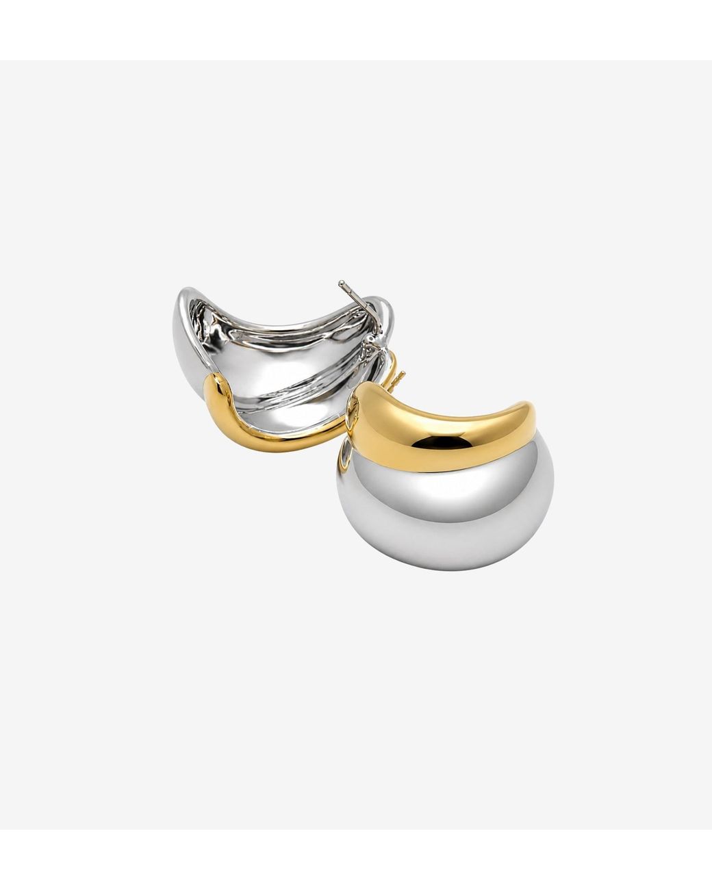 Uchi and Soto White Nami Mixed Metals Oversized Stud Earrings
