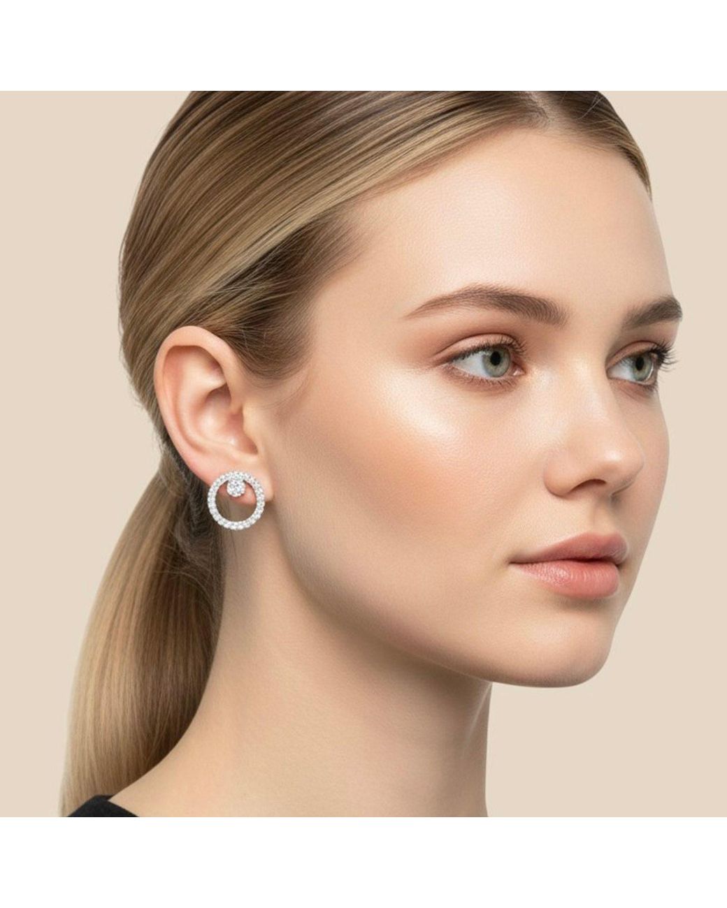 Maison De Gala Metallic Crystal Halo Circle Earrings