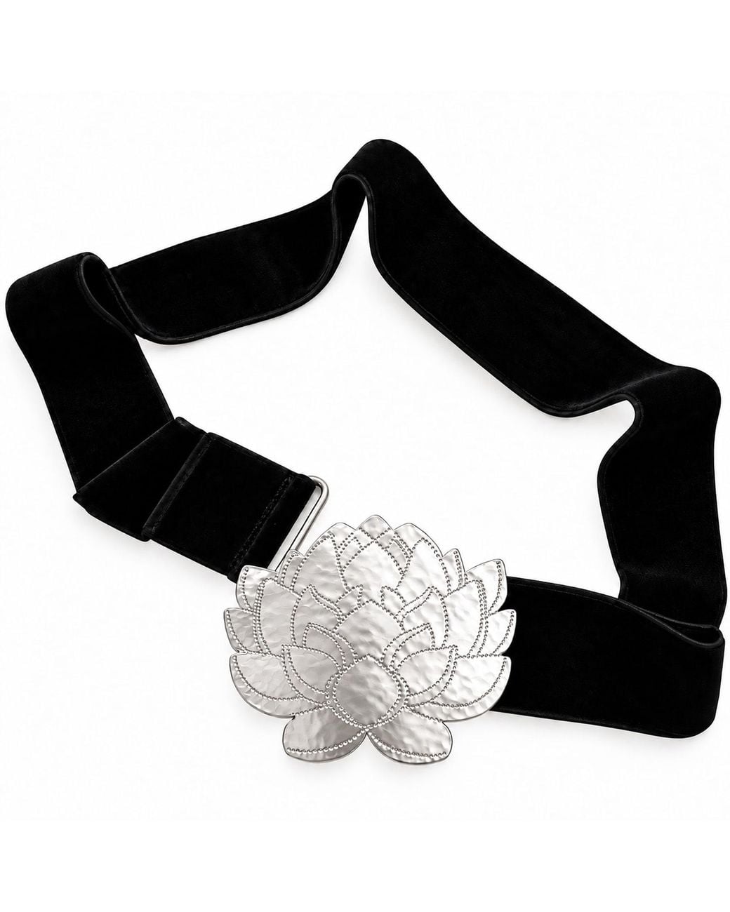 Rare Matters Jewelry Black Artisan Hammered Lotus Jewel Belt