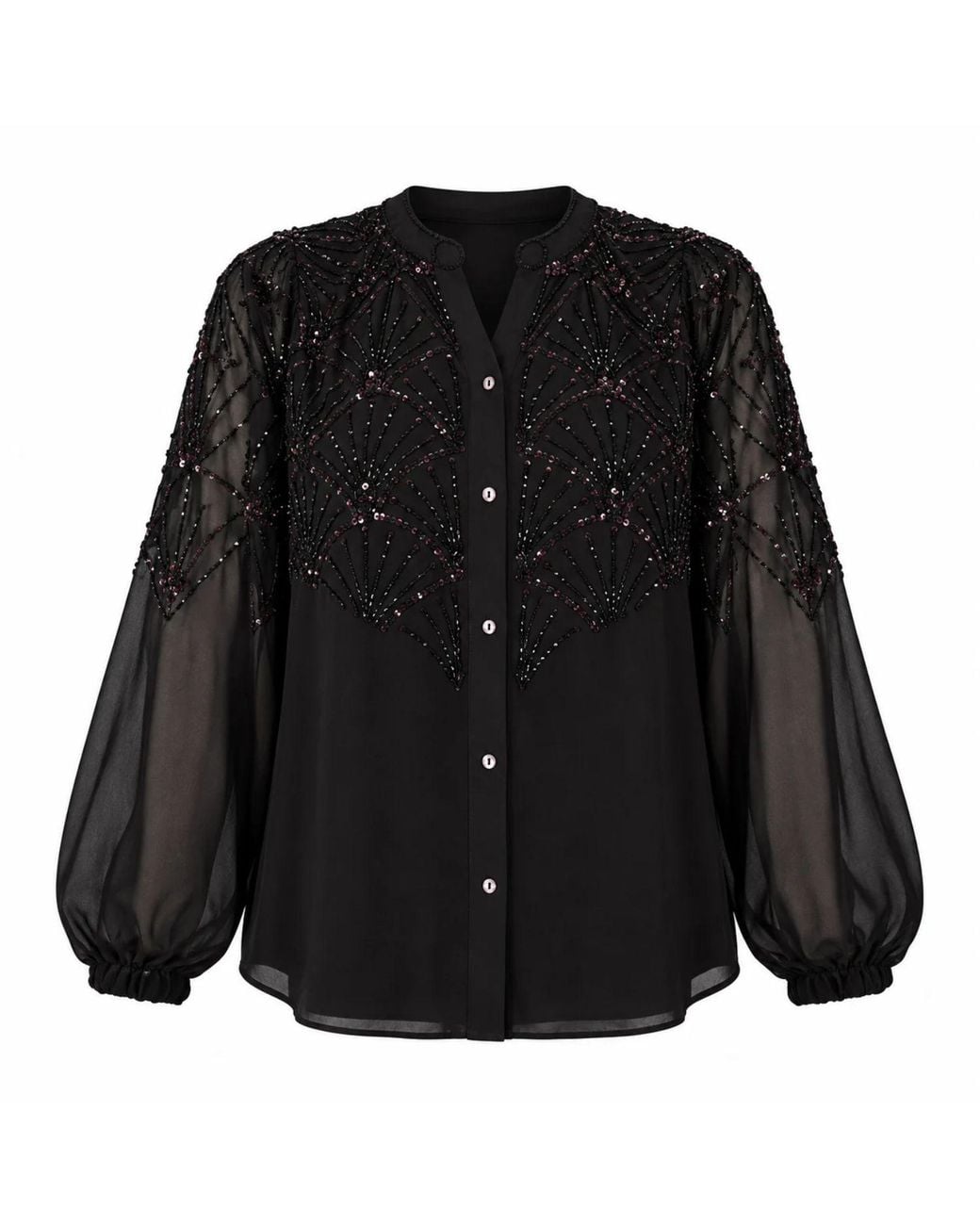 Rose & Nancy Black Gemma Hand Embellished Blouse