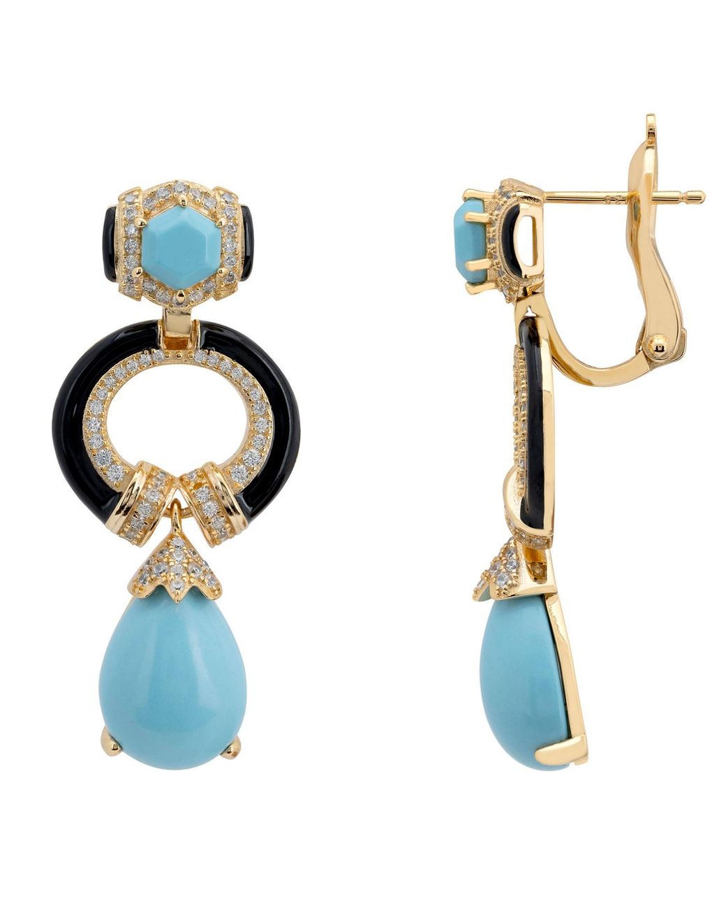 Latelita London Blue Clara Bow & Enamel Drop Earrings