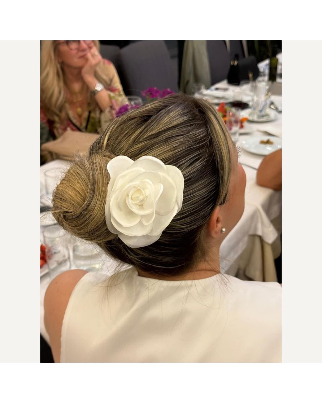 Yeva Sebastia Metallic Satin Rose Bridal Hair Accessory