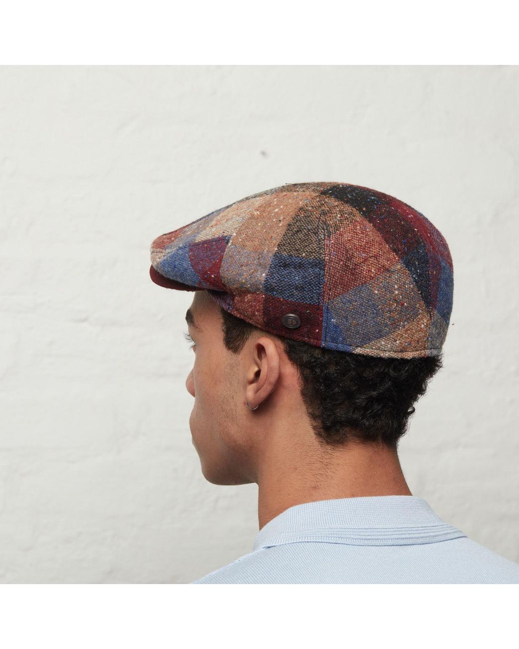 Dasmarca Hats Brown Tailor Checks Ukranian Tweed Wool Cap For for men