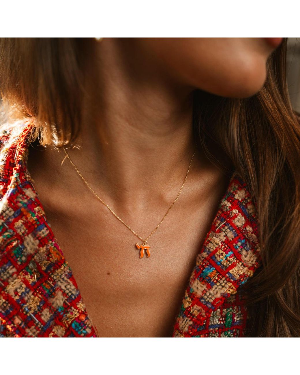 Ebru Jewelry Metallic Chai Symbol Pendant Necklace