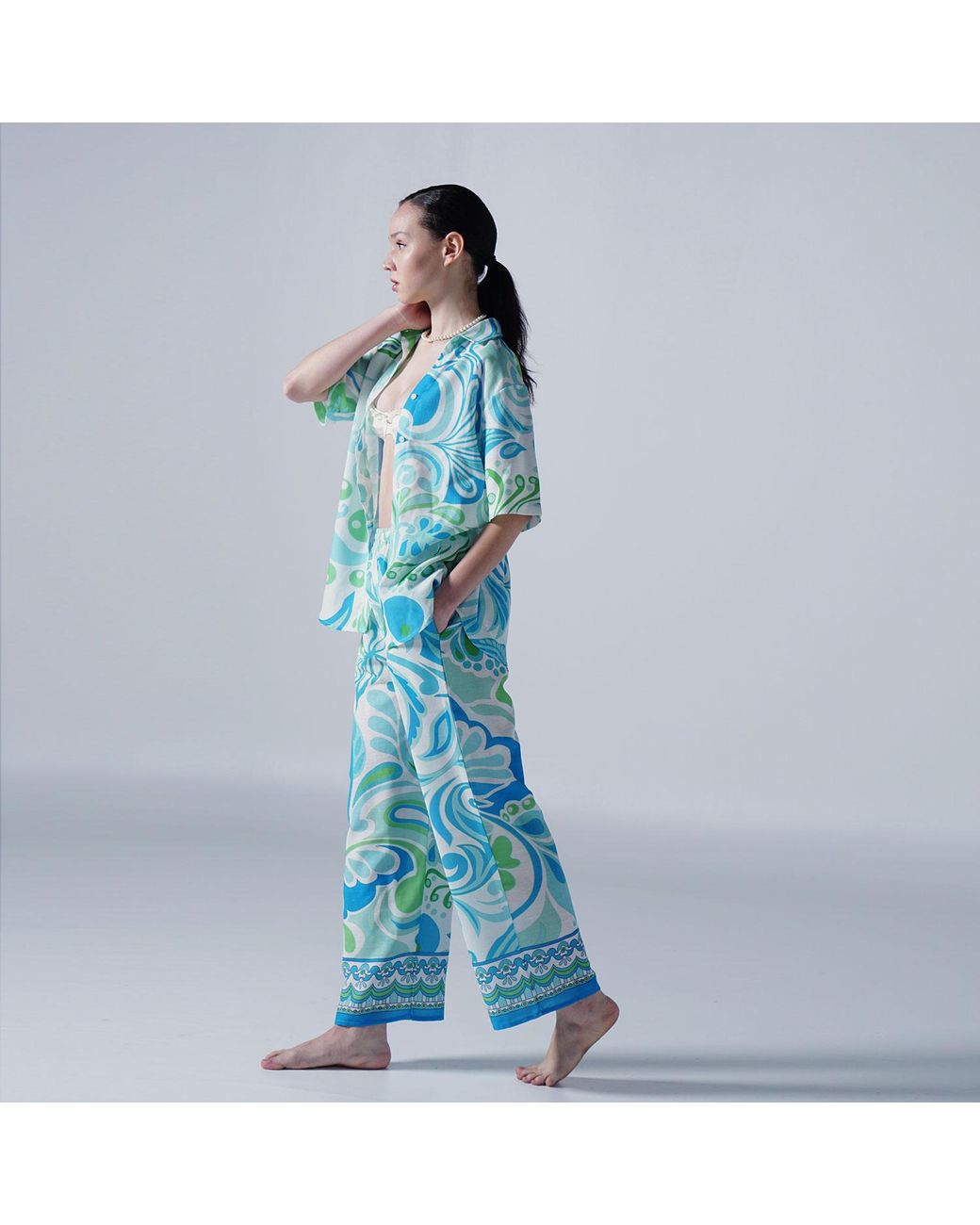 LOVEIST STORE Blue Venice Abstract Print Woven Resort Shirt