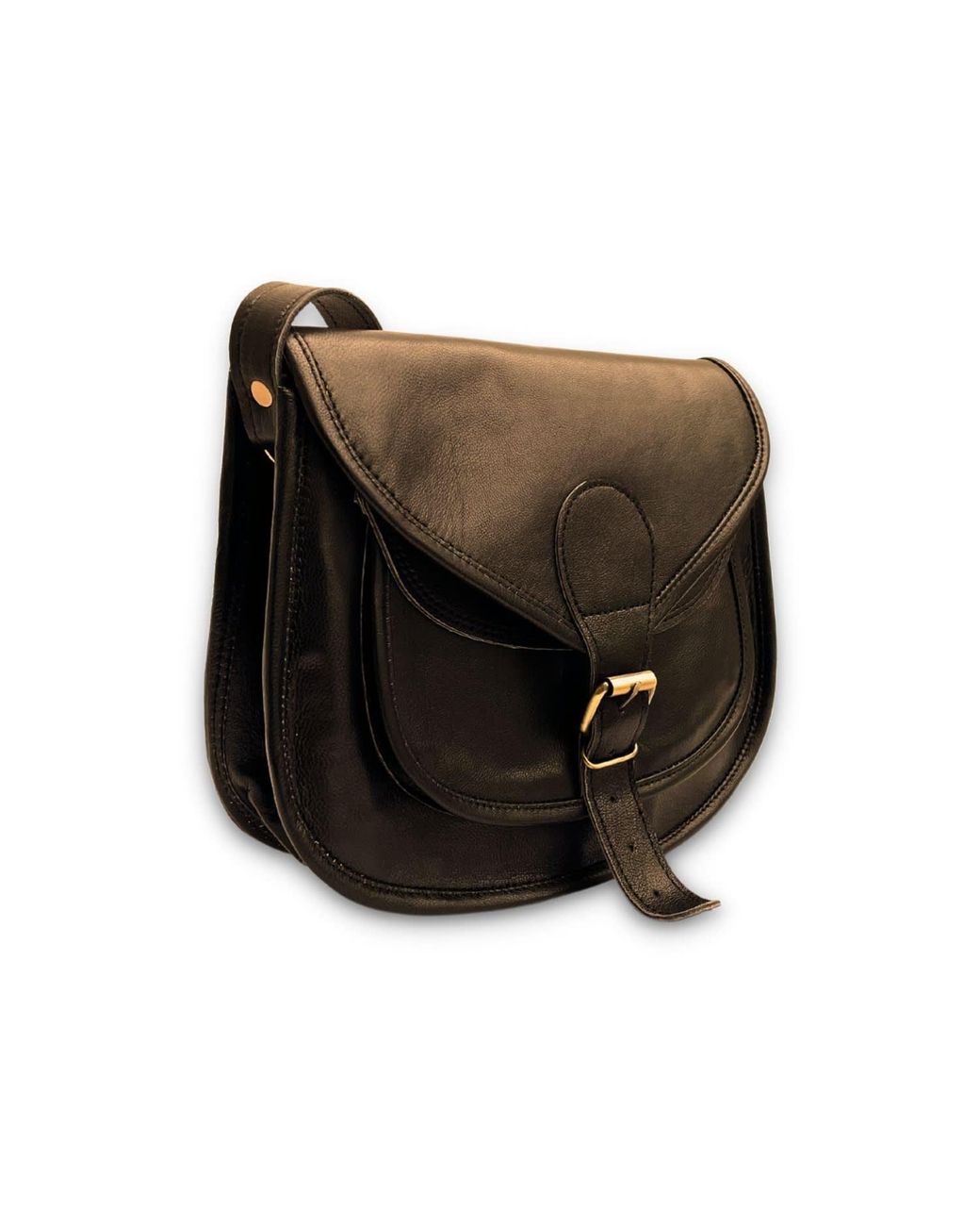 VIDA VIDA Black Leather Saddle Bag Medium