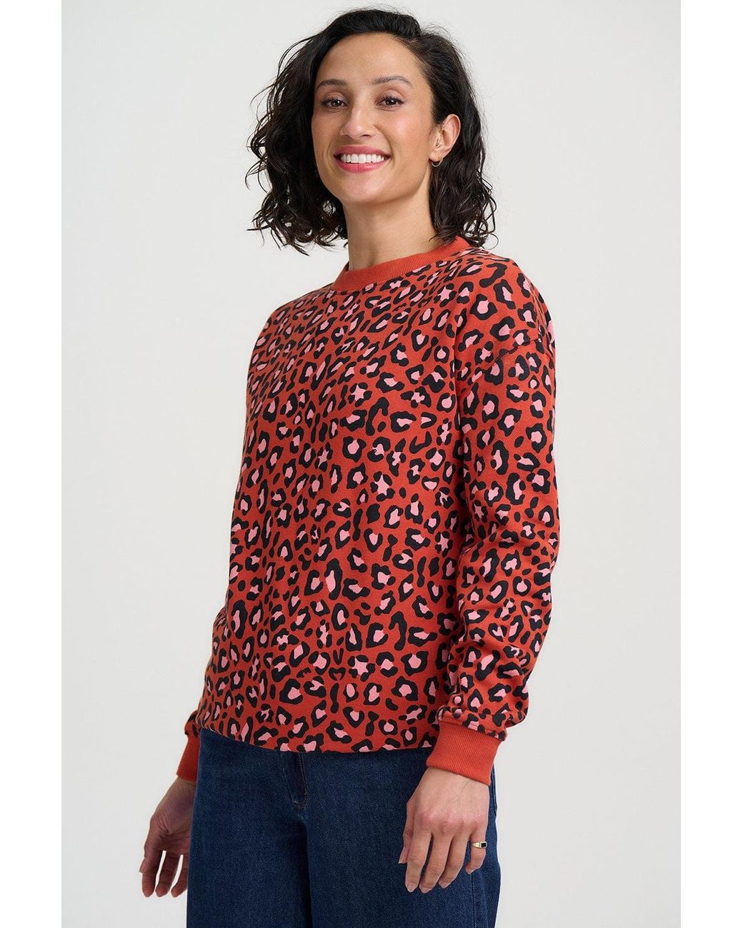 Sugarhill Red Noah Sweatshirt Rust Leopard