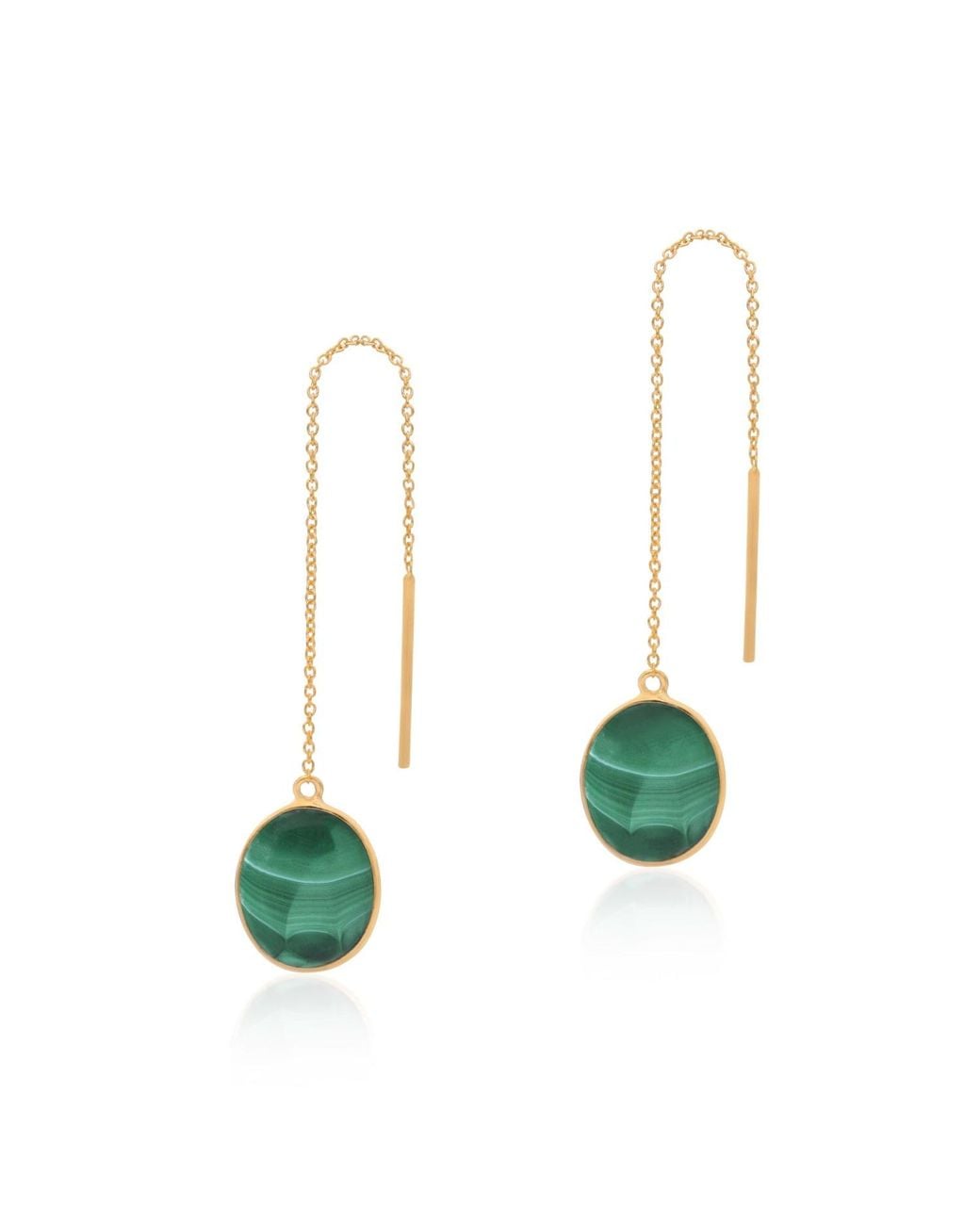 Preeti Sandhu Green Natural Malachite Threader Earrings
