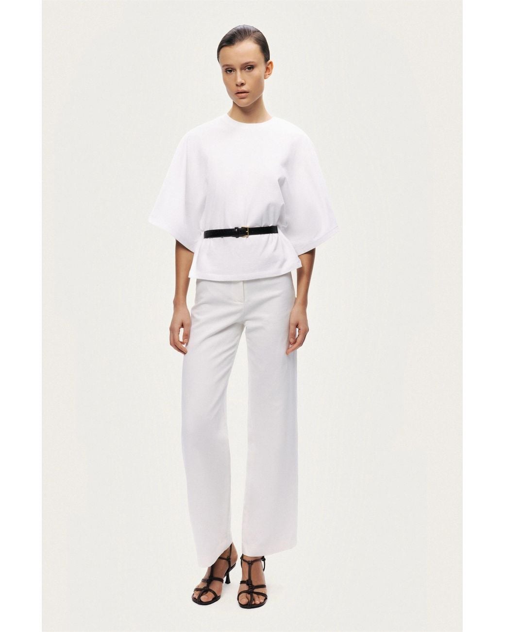 Nocturne White Belted Oversized T-Shirt