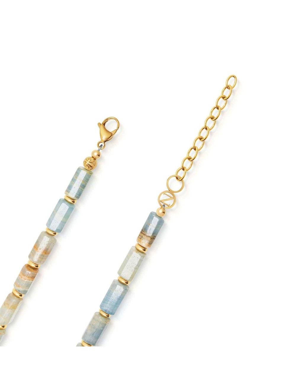 Nialaya Metallic Aquamarine Rectangular Bead Choker