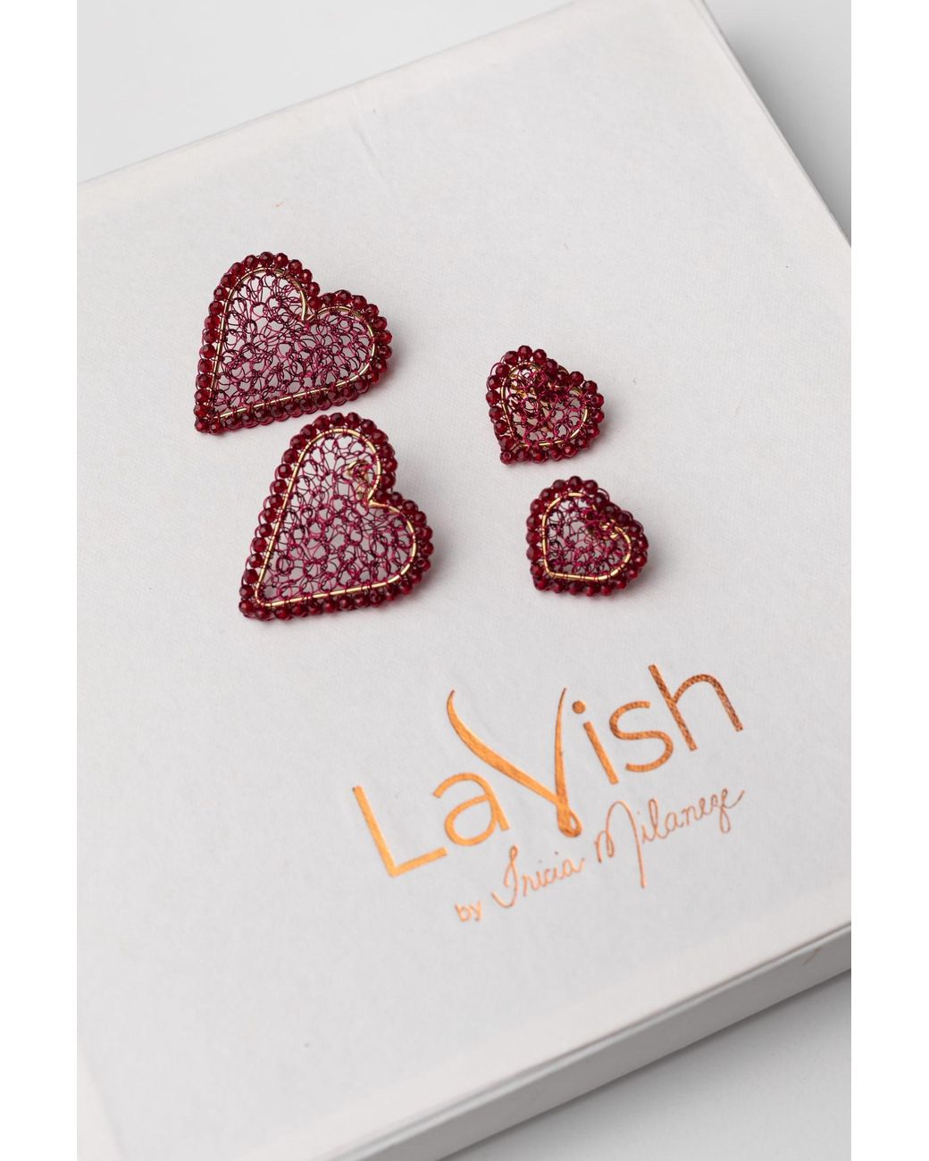 Lavish by Tricia Milaneze Red Cherry Amour Mesh Posts Handmade Crochet Earrings