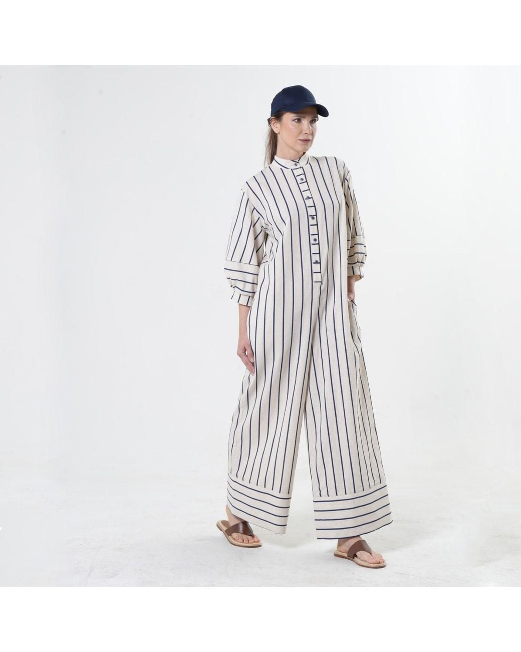 Metamorph White Maxi Jumpsuit Оn Stripes