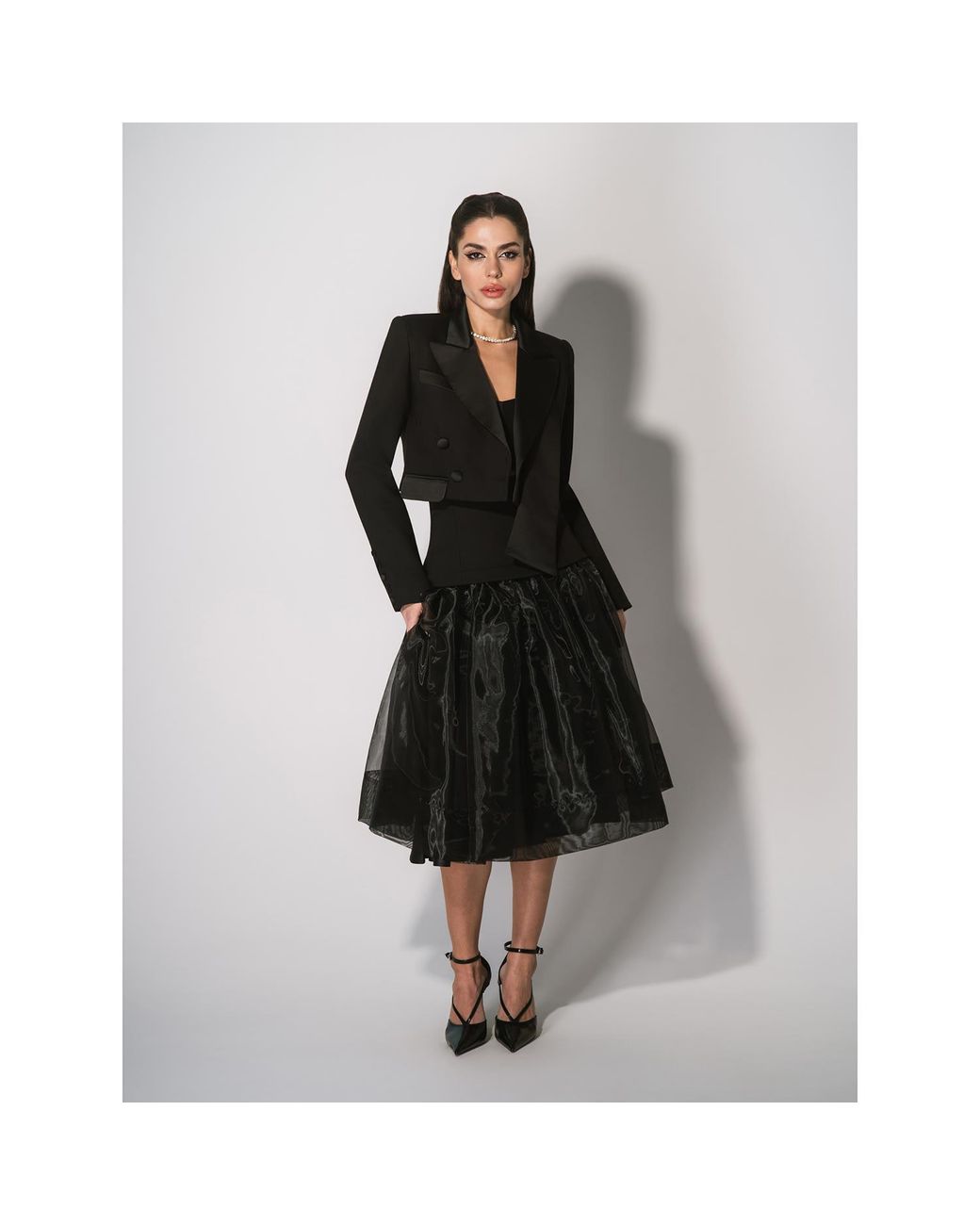 Tia Dorraine Blue Swan Organza A-Line Midi Skirt