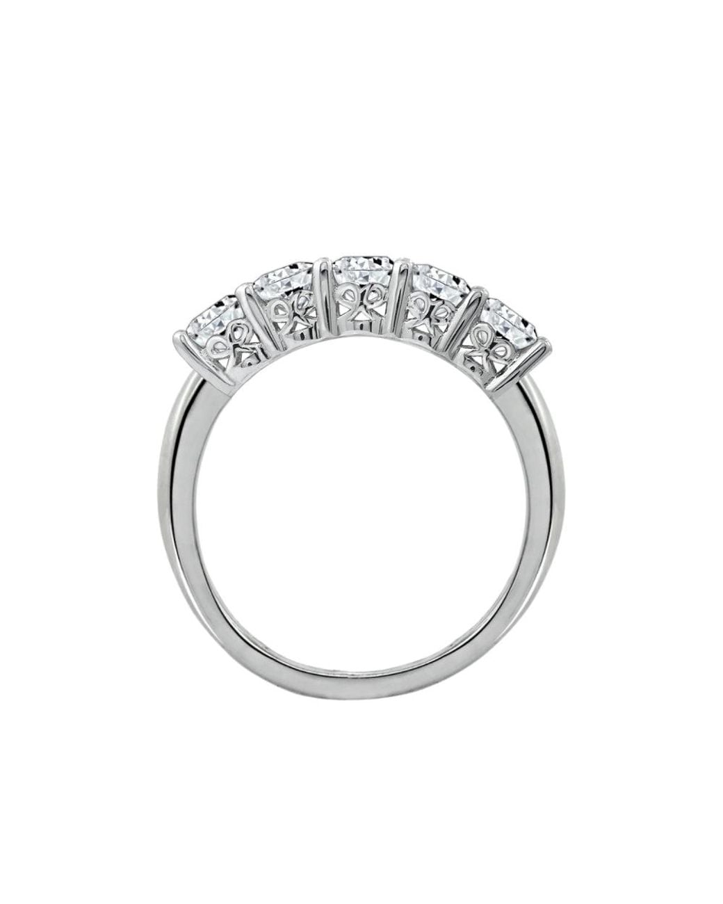 Diamonbliss Metallic Round Cut 4Mm Prong Set Five Stones Ring