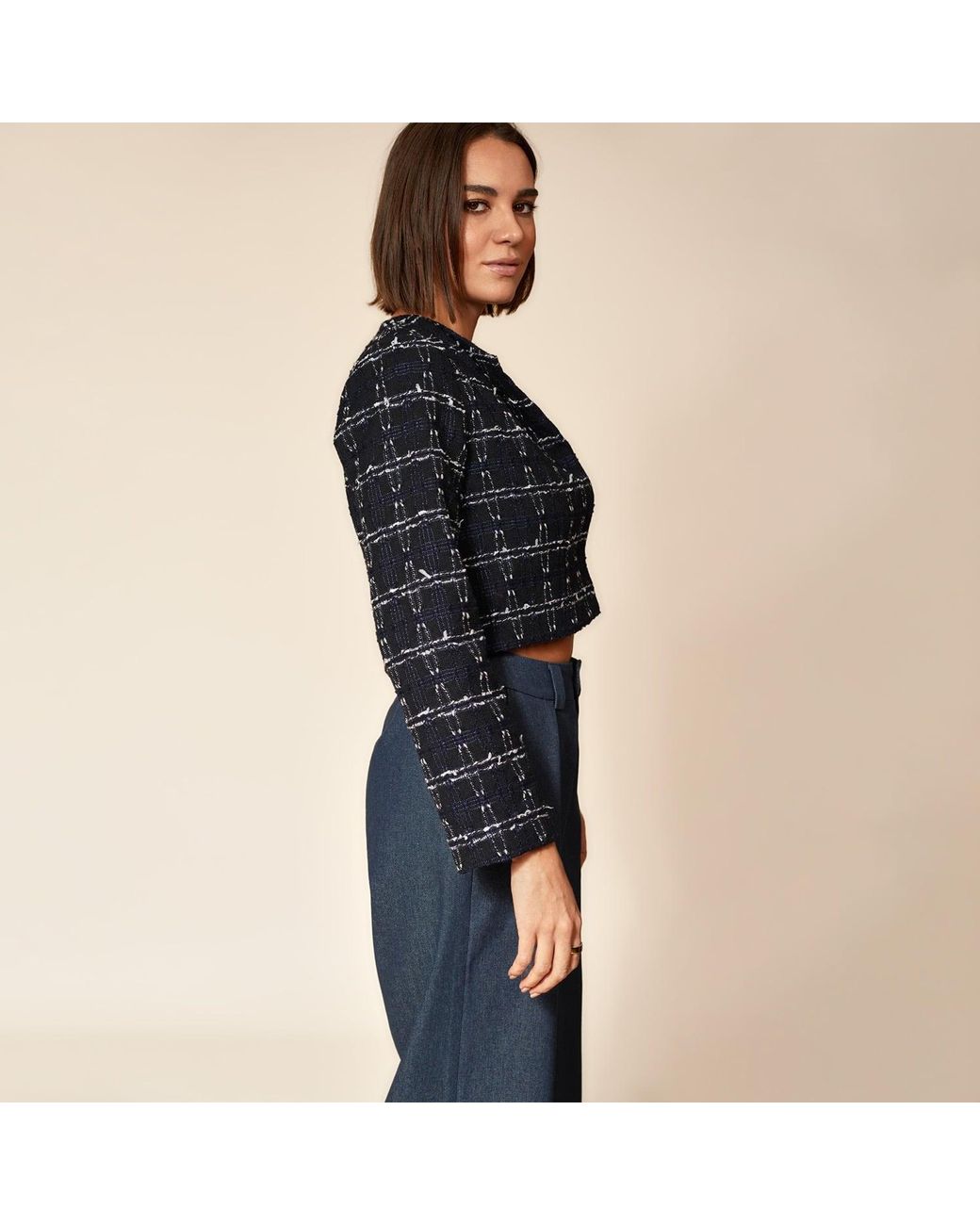 Gunda Hafner Ltd Blue Cropped Tweed Jacket