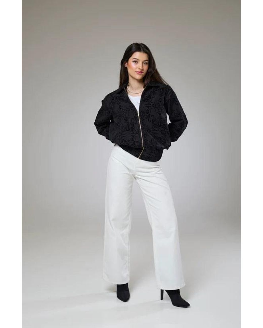 Lioness by Tf Black Vintage Velvet Bomber Jacket
