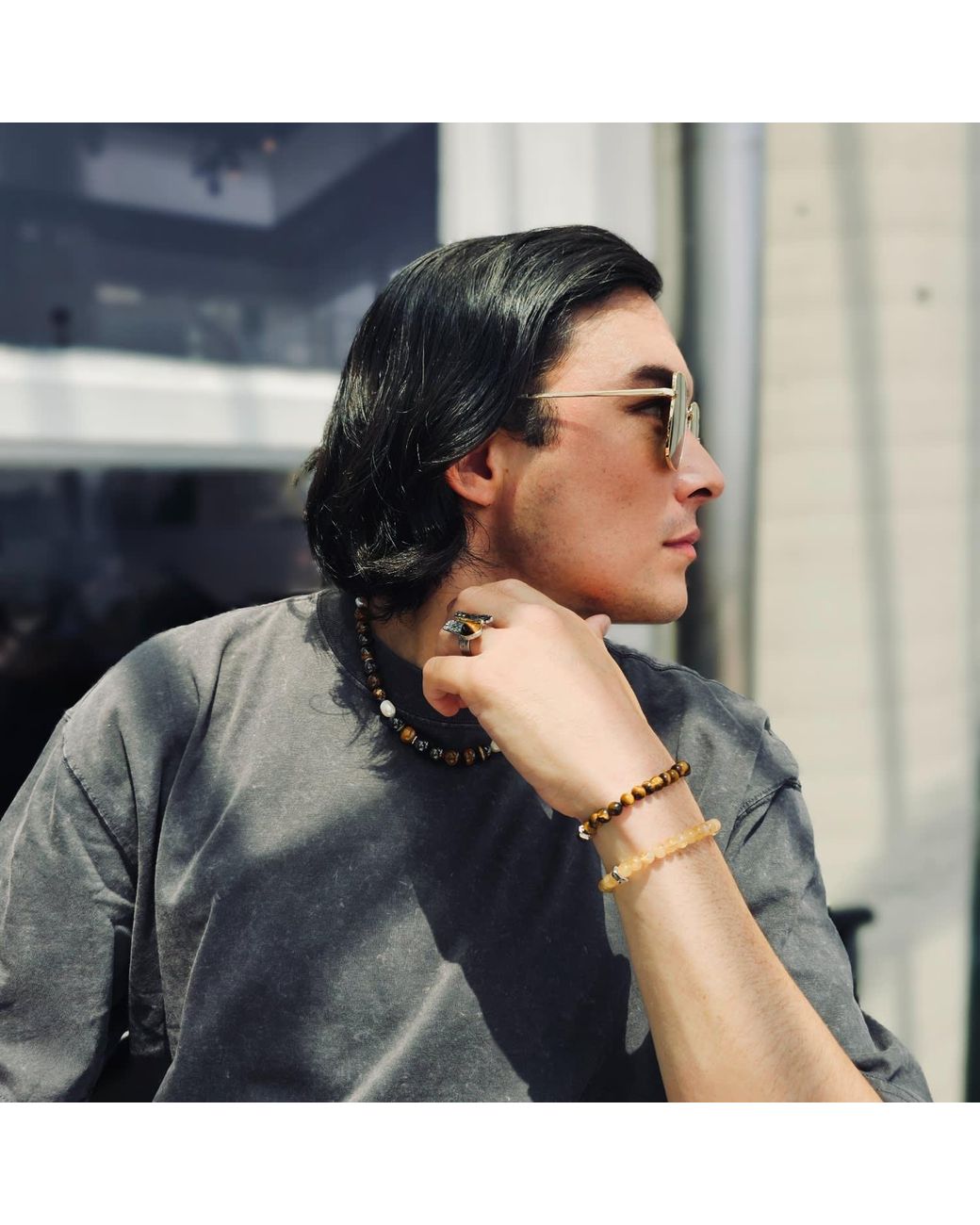 Farra Metallic Citrine Flexible Bracelet for men