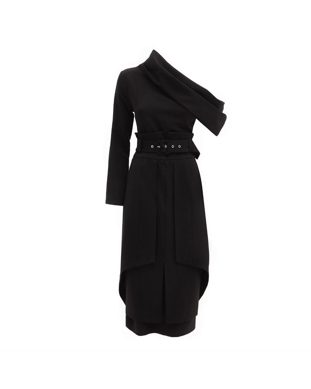 Julia Allert Black Designer Double Midi Skirt