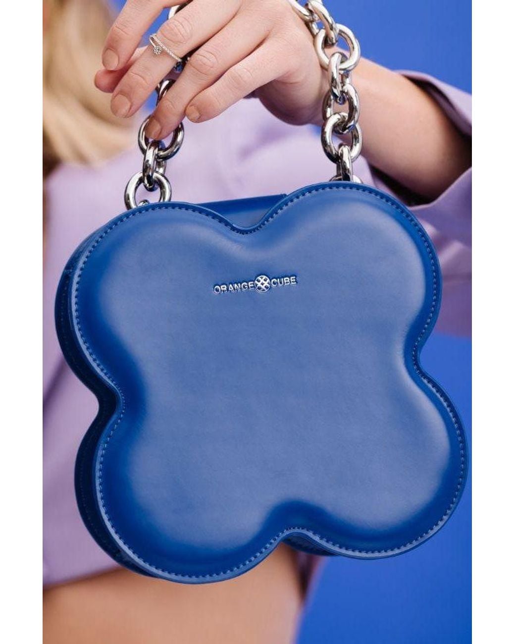Orange Cube Blue Large Lucky Clover Handbag