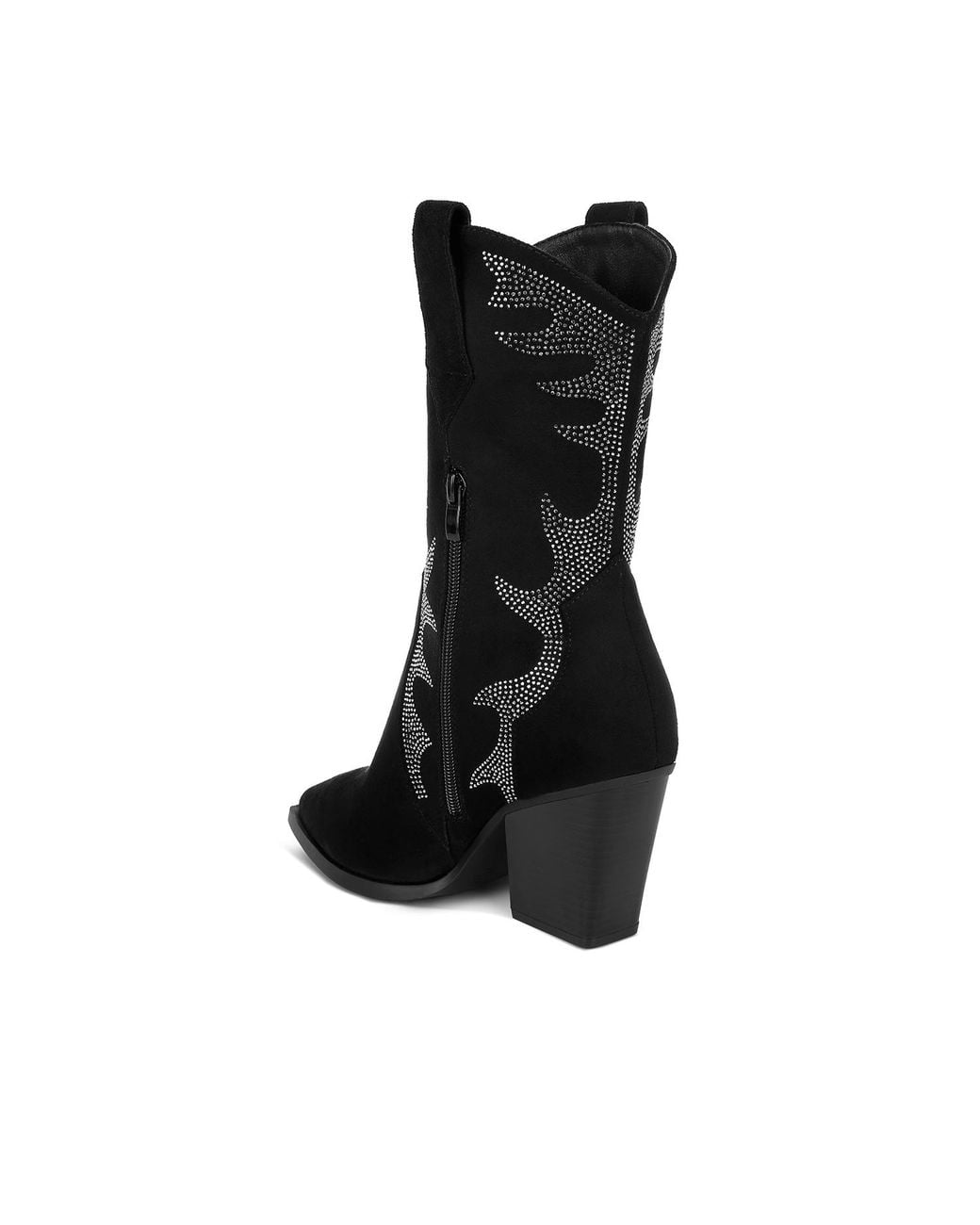 Rag & Co Black Rambler Rhinestones Embellished Calf Boots