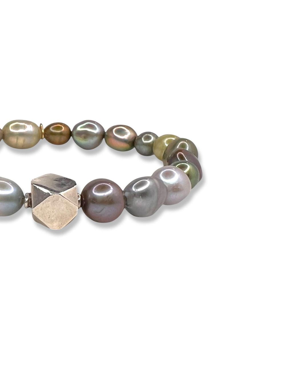 Jaredjamin White Seabed Pebble Stretch Bracelet for men