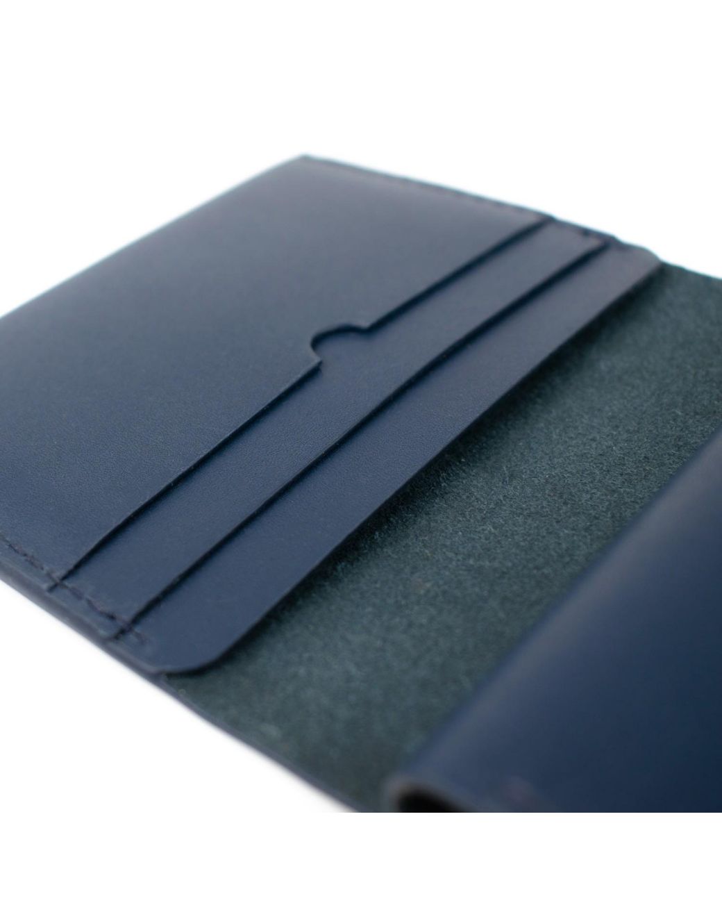 godi. Blue Handmade Leather Coin & Card Wallet for men