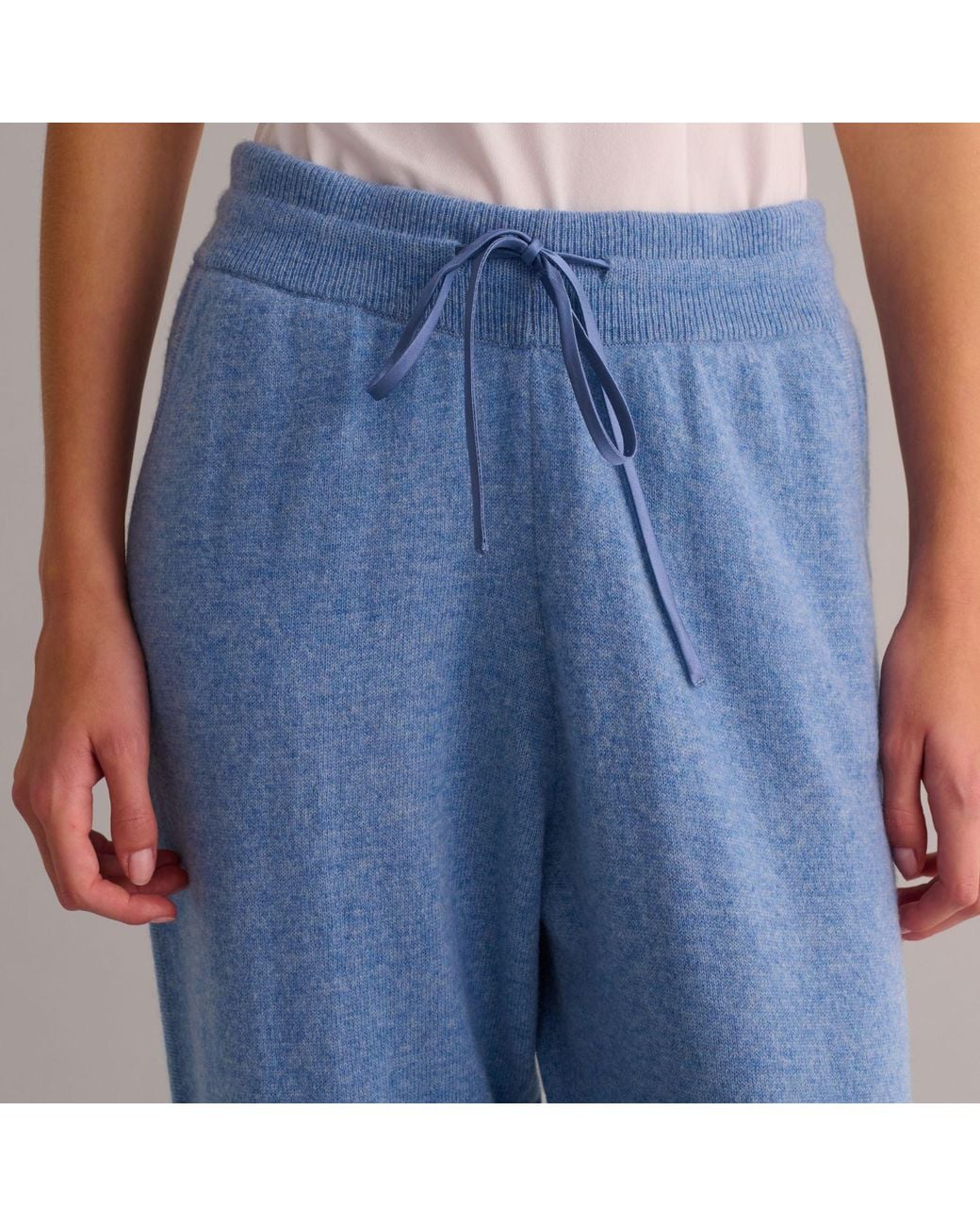 Mamu Dream Blue Chambray Cashmere Cuffed Ankle Joggers