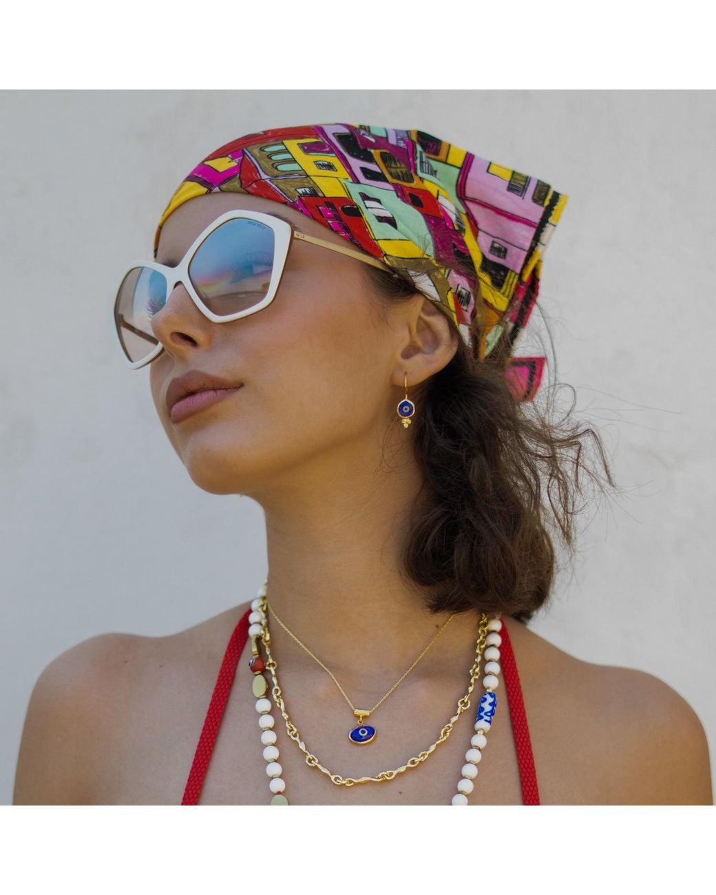 Ebru Jewelry Blue Watch Over Me Evil Eye Drop Earrings