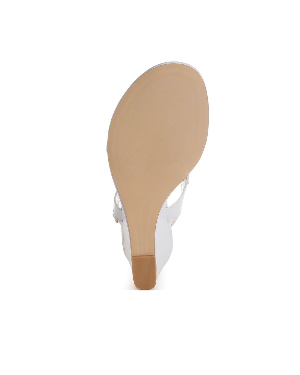 Rag & Co White Wami Real Leather Wedge Heel Sandals