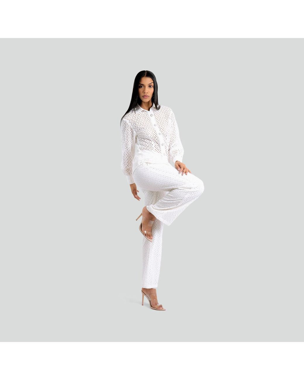 Maui X Lolita White Florence Eyelet Two-Piece Pants Set