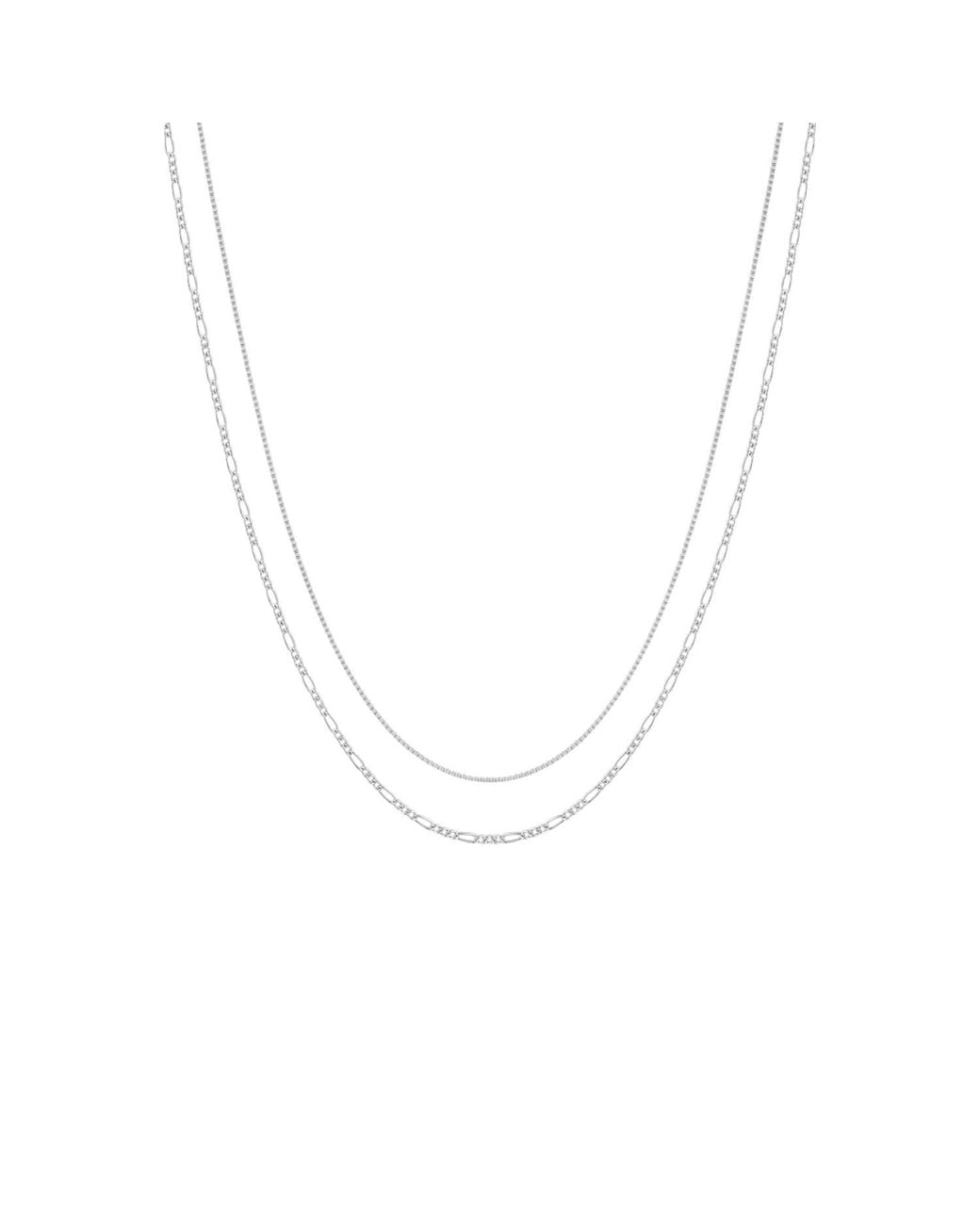 Vanhi Metallic Figaro And Box Chain Layered Necklace